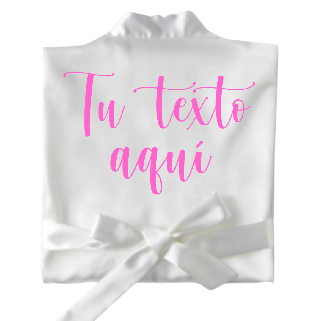 Batas de Satín Personalizables color Blanco