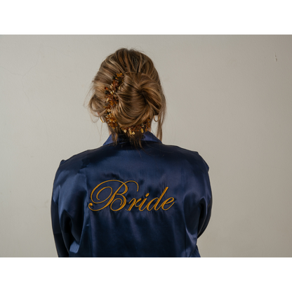 Bata "Bride" Azul de Satín Bordada