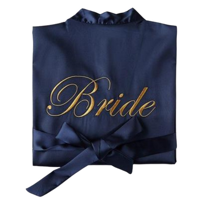 Bata "Bride" Azul de Satín Bordada