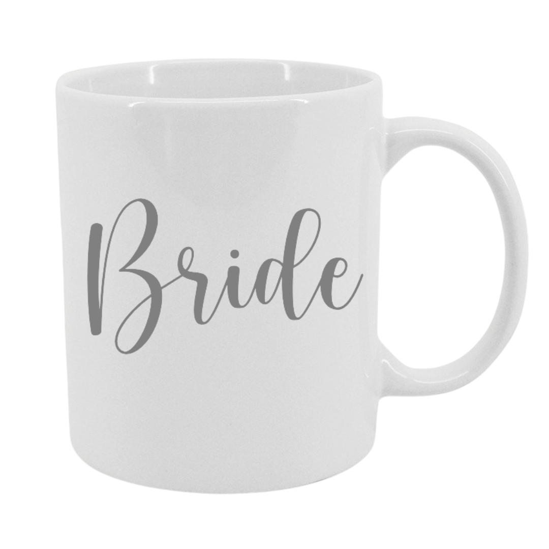 Taza "Bride" disponible en Blanco, Plateado y Dorado