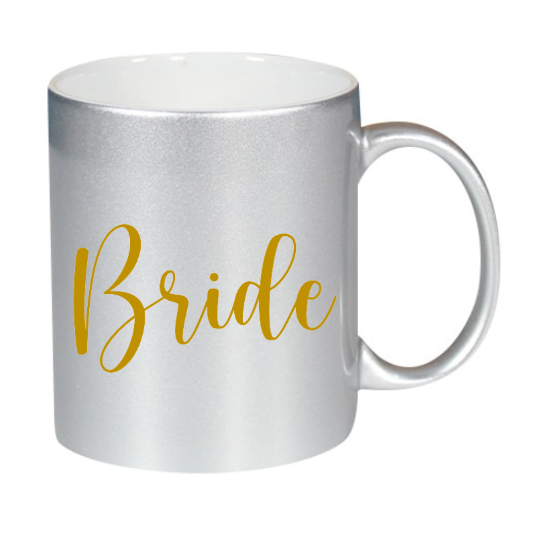Taza "Bride" disponible en Blanco, Plateado y Dorado