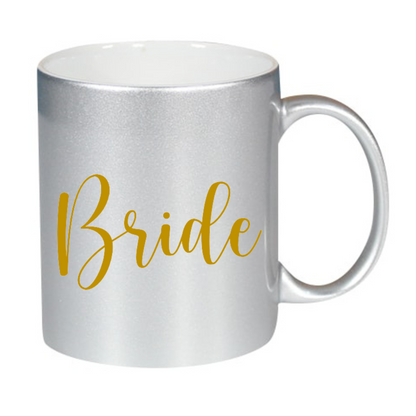 Taza "Bride" disponible en Blanco, Plateado y Dorado