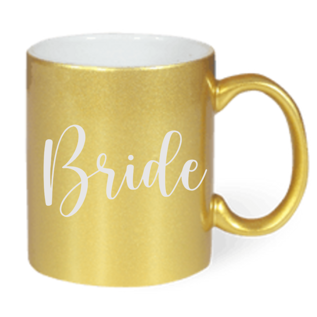 Taza "Bride" disponible en Blanco, Plateado y Dorado