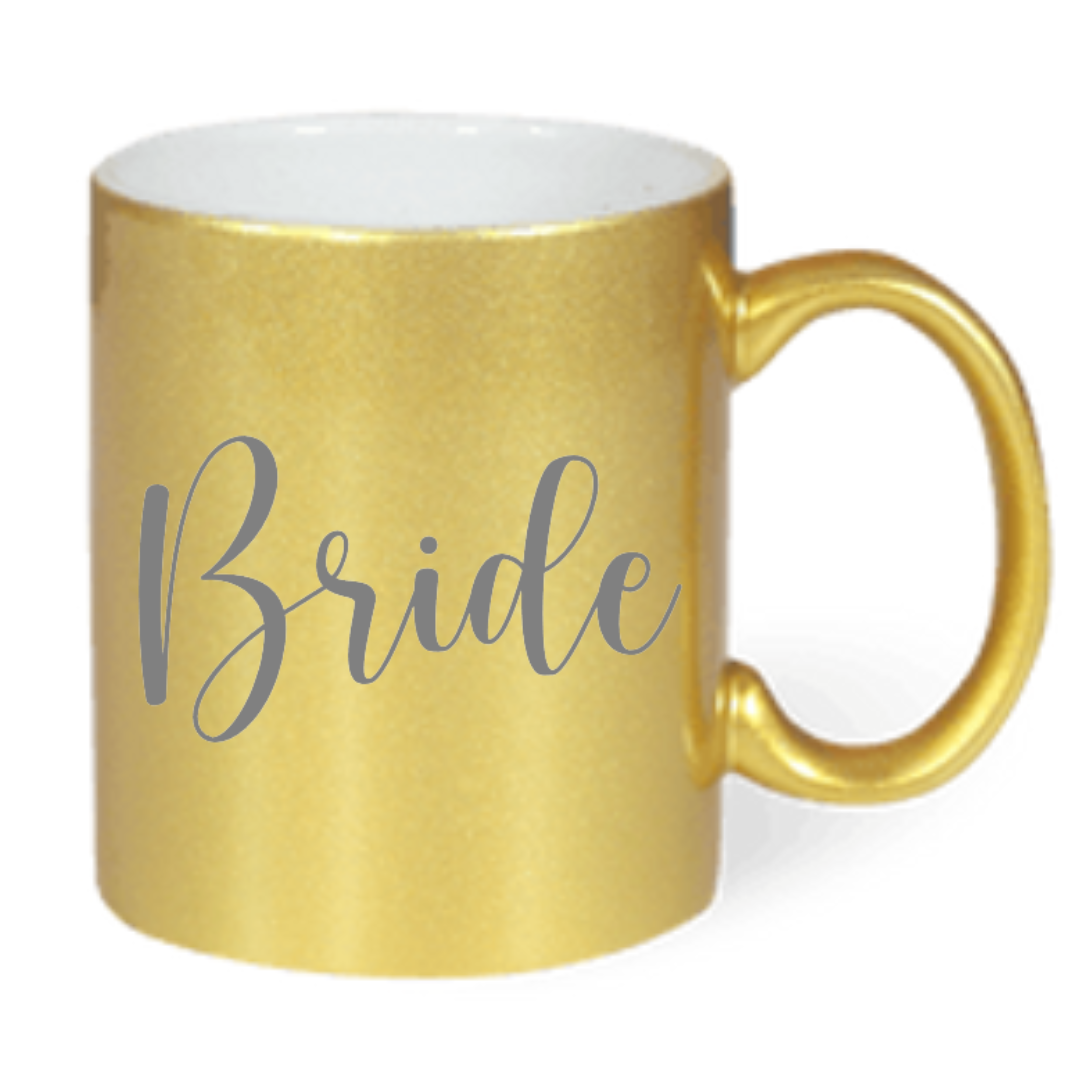 Taza "Bride" disponible en Blanco, Plateado y Dorado