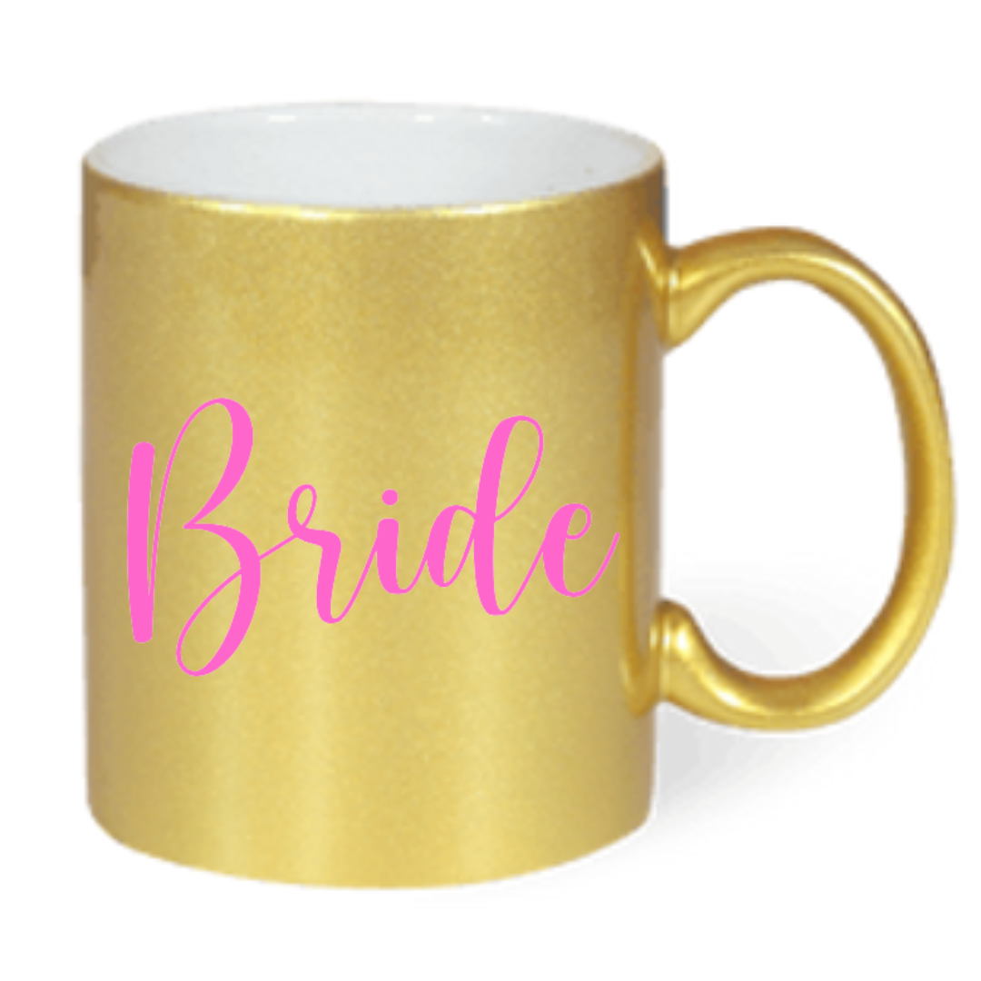 Taza "Bride" disponible en Blanco, Plateado y Dorado