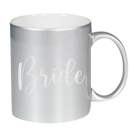 Taza "Bride" disponible en Blanco, Plateado y Dorado