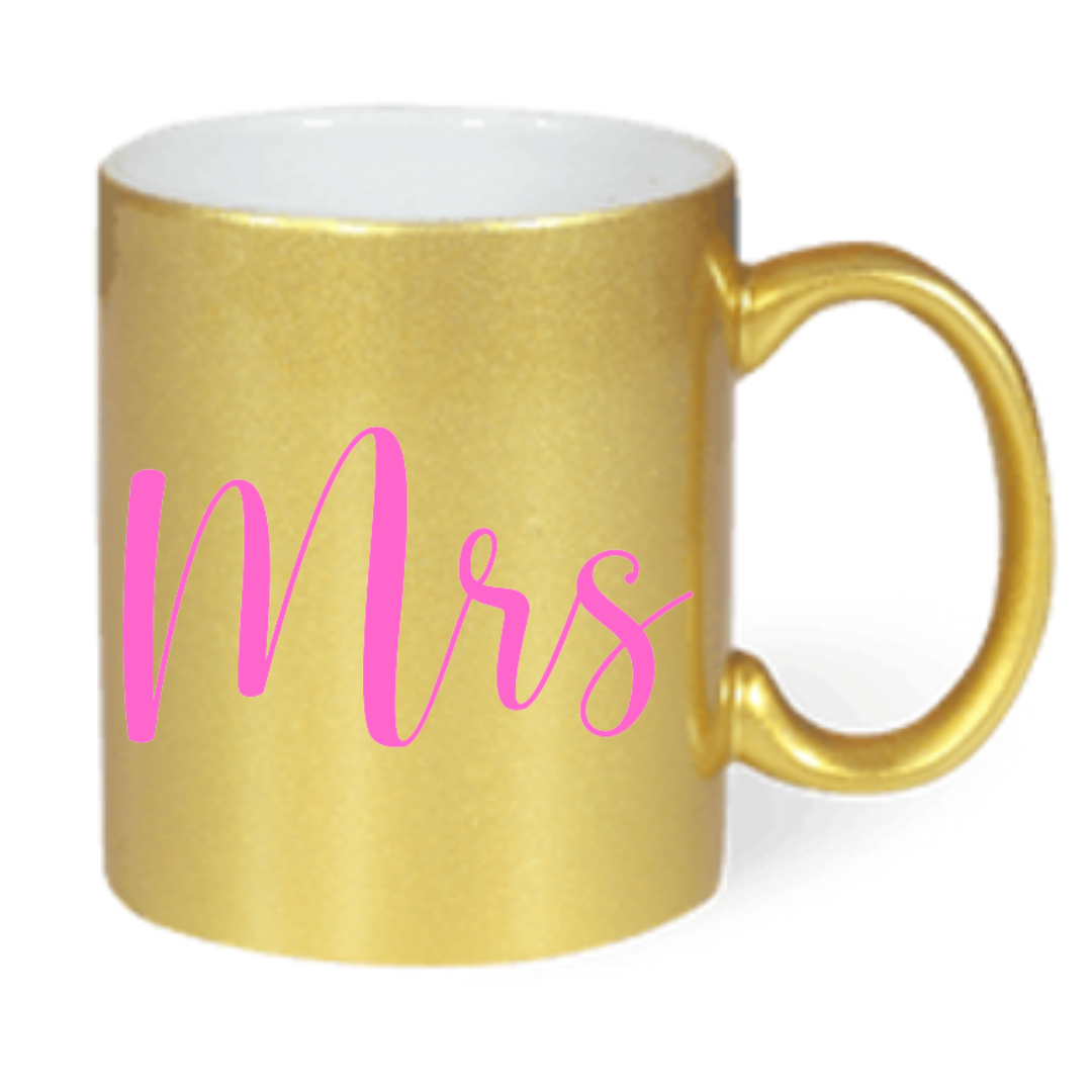 Taza "Mr" y "Mrs" disponible en Blanco, Plateado y Dorado