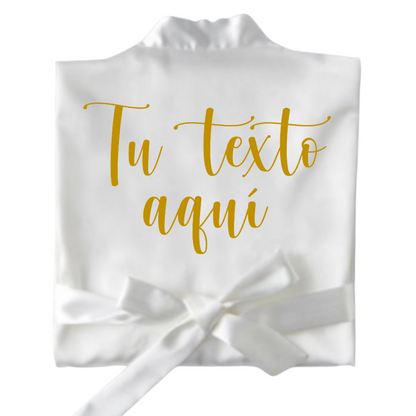 Batas de Satín Personalizables color Blanco